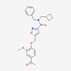 molecular formula C26H28N2O5 B5986487 5-[(4-acetyl-2-methoxyphenoxy)methyl]-N-benzyl-N-(cyclobutylmethyl)-3-isoxazolecarboxamide 