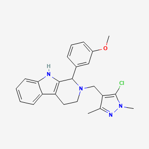 molecular formula C24H25ClN4O B5986535 2-[(5-chloro-1,3-dimethyl-1H-pyrazol-4-yl)methyl]-1-(3-methoxyphenyl)-2,3,4,9-tetrahydro-1H-beta-carboline 