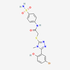 molecular formula C17H16BrN5O4S2 B5986569 N-[4-(aminosulfonyl)phenyl]-2-{[5-(5-bromo-2-hydroxyphenyl)-4-methyl-4H-1,2,4-triazol-3-yl]thio}acetamide 