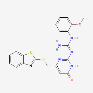 molecular formula C20H18N6O2S2 B5986582 N-{4-[(1,3-benzothiazol-2-ylthio)methyl]-6-oxo-1,6-dihydro-2-pyrimidinyl}-N'-(2-methoxyphenyl)guanidine 