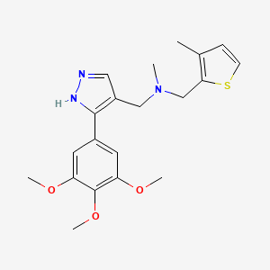 molecular formula C20H25N3O3S B5986593 N-methyl-1-(3-methyl-2-thienyl)-N-{[3-(3,4,5-trimethoxyphenyl)-1H-pyrazol-4-yl]methyl}methanamine 