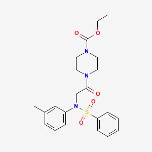 molecular formula C22H27N3O5S B5986622 ethyl 4-[N-(3-methylphenyl)-N-(phenylsulfonyl)glycyl]-1-piperazinecarboxylate 
