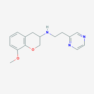 molecular formula C16H19N3O2 B5986631 (8-methoxy-3,4-dihydro-2H-chromen-3-yl)[2-(2-pyrazinyl)ethyl]amine 
