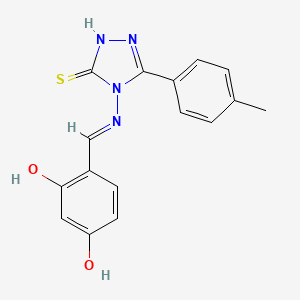 molecular formula C16H14N4O2S B5986683 4-({[3-mercapto-5-(4-methylphenyl)-4H-1,2,4-triazol-4-yl]imino}methyl)-1,3-benzenediol 