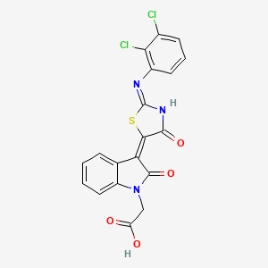 molecular formula C19H11Cl2N3O4S B5986700 {3-[2-[(2,3-dichlorophenyl)amino]-4-oxo-1,3-thiazol-5(4H)-ylidene]-2-oxo-2,3-dihydro-1H-indol-1-yl}acetic acid 