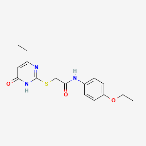 molecular formula C16H19N3O3S B5986701 N-(4-ethoxyphenyl)-2-[(4-ethyl-6-oxo-1,6-dihydro-2-pyrimidinyl)thio]acetamide 