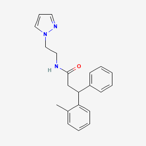 molecular formula C21H23N3O B5986713 3-(2-methylphenyl)-3-phenyl-N-[2-(1H-pyrazol-1-yl)ethyl]propanamide 