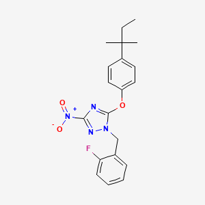 molecular formula C20H21FN4O3 B5986728 5-[4-(1,1-dimethylpropyl)phenoxy]-1-(2-fluorobenzyl)-3-nitro-1H-1,2,4-triazole 