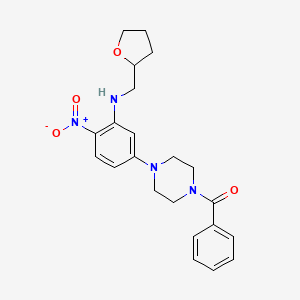 (4-{4-Nitro-3-[(tetrahydrofuran-2-ylmethyl)amino]phenyl}piperazin-1-yl)(phenyl)methanone