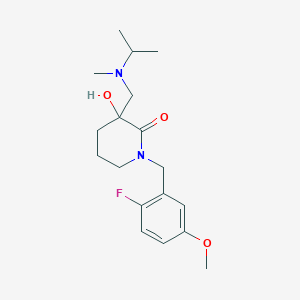 1-[(2-Fluoro-5-methoxyphenyl)methyl]-3-hydroxy-3-[[methyl(propan-2-yl)amino]methyl]piperidin-2-one