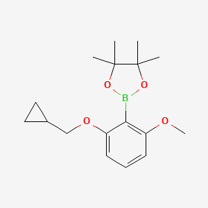 molecular formula C17H25BO4 B598685 2-[2-(环丙基甲氧基)-6-甲氧基苯基]-4,4,5,5-四甲基-1,3,2-二氧杂硼环丁烷 CAS No. 1204580-89-1