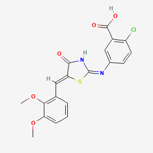 molecular formula C19H15ClN2O5S B5986876 2-chloro-5-{[5-(2,3-dimethoxybenzylidene)-4-oxo-4,5-dihydro-1,3-thiazol-2-yl]amino}benzoic acid 