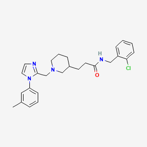 molecular formula C26H31ClN4O B5986882 N-[(2-chlorophenyl)methyl]-3-[1-[[1-(3-methylphenyl)imidazol-2-yl]methyl]piperidin-3-yl]propanamide 