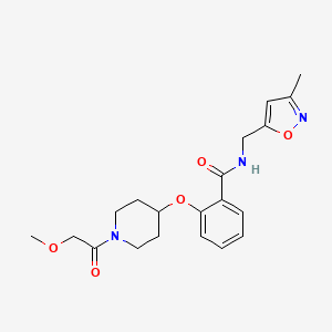 molecular formula C20H25N3O5 B5986910 2-[1-(2-methoxyacetyl)piperidin-4-yl]oxy-N-[(3-methyl-1,2-oxazol-5-yl)methyl]benzamide 