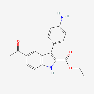 molecular formula C19H18N2O3 B5986949 ethyl 5-acetyl-3-(4-aminophenyl)-1H-indole-2-carboxylate 