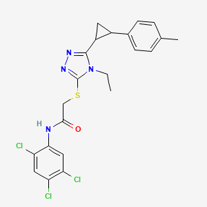 2-({4-ethyl-5-[2-(4-methylphenyl)cyclopropyl]-4H-1,2,4-triazol-3-yl}sulfanyl)-N-(2,4,5-trichlorophenyl)acetamide