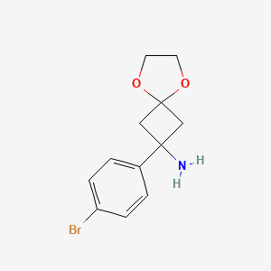 molecular formula C12H14BrNO2 B598706 2-(4-溴苯基)-5,8-二氧杂螺[3.4]辛烷-2-胺 CAS No. 1199556-85-8