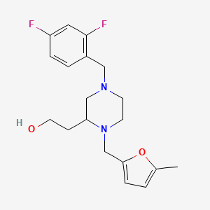 molecular formula C19H24F2N2O2 B5987114 2-{4-(2,4-difluorobenzyl)-1-[(5-methyl-2-furyl)methyl]-2-piperazinyl}ethanol 