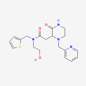 molecular formula C19H24N4O3S B5987159 N-(2-hydroxyethyl)-2-[3-oxo-1-(pyridin-2-ylmethyl)piperazin-2-yl]-N-(thiophen-2-ylmethyl)acetamide 