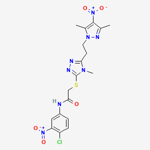 molecular formula C18H19ClN8O5S B5987163 N-(4-chloro-3-nitrophenyl)-2-({5-[2-(3,5-dimethyl-4-nitro-1H-pyrazol-1-yl)ethyl]-4-methyl-4H-1,2,4-triazol-3-yl}thio)acetamide 