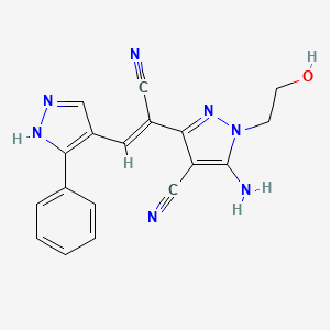 5-amino-3-[(Z)-1-cyano-2-(3-phenyl-1H-pyrazol-4-yl)ethenyl]-1-(2-hydroxyethyl)-1H-pyrazole-4-carbonitrile