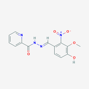 molecular formula C14H12N4O5 B5987258 N-[(E)-(4-hydroxy-3-methoxy-2-nitrophenyl)methylideneamino]pyridine-2-carboxamide 