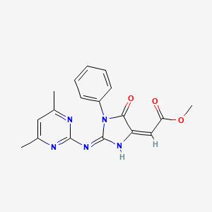 methyl {2-[(4,6-dimethyl-2-pyrimidinyl)amino]-5-oxo-1-phenyl-1,5-dihydro-4H-imidazol-4-ylidene}acetate