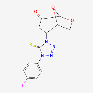 molecular formula C13H11IN4O3S B5987327 2-[4-(4-iodophenyl)-5-thioxo-4,5-dihydro-1H-tetrazol-1-yl]-6,8-dioxabicyclo[3.2.1]octan-4-one 