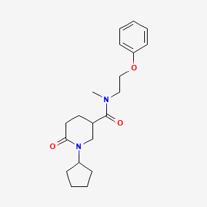 molecular formula C20H28N2O3 B5987336 1-cyclopentyl-N-methyl-6-oxo-N-(2-phenoxyethyl)-3-piperidinecarboxamide 