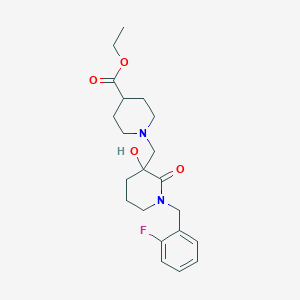 molecular formula C21H29FN2O4 B5987345 Ethyl 1-[[1-[(2-fluorophenyl)methyl]-3-hydroxy-2-oxopiperidin-3-yl]methyl]piperidine-4-carboxylate 