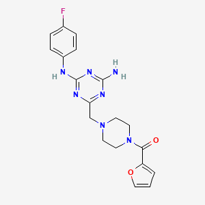 (4-{[4-Amino-6-(4-fluoroanilino)-1,3,5-triazin-2-yl]methyl}piperazino)(2-furyl)methanone