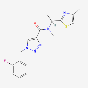 molecular formula C17H18FN5OS B5987359 1-(2-fluorobenzyl)-N-methyl-N-[1-(4-methyl-1,3-thiazol-2-yl)ethyl]-1H-1,2,3-triazole-4-carboxamide 