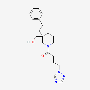 molecular formula C20H28N4O2 B5987385 {3-(2-phenylethyl)-1-[4-(1H-1,2,4-triazol-1-yl)butanoyl]-3-piperidinyl}methanol 