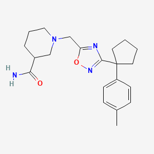 1-[[3-[1-(4-Methylphenyl)cyclopentyl]-1,2,4-oxadiazol-5-yl]methyl]piperidine-3-carboxamide