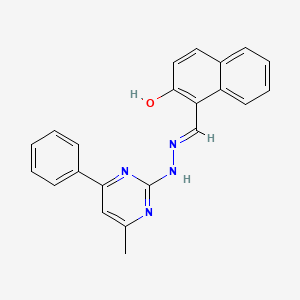 1-[(E)-[(4-methyl-6-phenylpyrimidin-2-yl)hydrazinylidene]methyl]naphthalen-2-ol