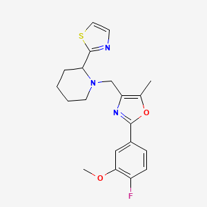 1-{[2-(4-fluoro-3-methoxyphenyl)-5-methyl-1,3-oxazol-4-yl]methyl}-2-(1,3-thiazol-2-yl)piperidine