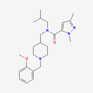 molecular formula C24H36N4O2 B5987547 N-isobutyl-N-{[1-(2-methoxybenzyl)-4-piperidinyl]methyl}-1,3-dimethyl-1H-pyrazole-5-carboxamide 