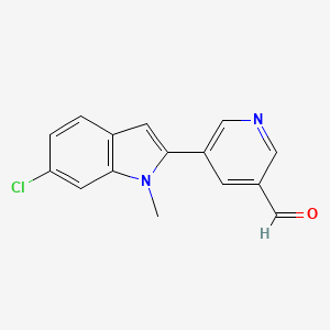 molecular formula C15H11ClN2O B598755 5-(6-chloro-1-methyl-1H-indol-2-yl)nicotinaldehyde CAS No. 1202551-93-6