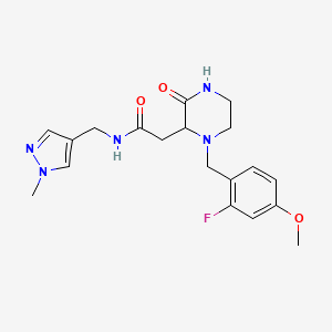 2-[1-[(2-fluoro-4-methoxyphenyl)methyl]-3-oxopiperazin-2-yl]-N-[(1-methylpyrazol-4-yl)methyl]acetamide