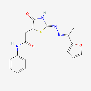 2-(2-{[1-(2-furyl)ethylidene]hydrazono}-4-hydroxy-2,5-dihydro-1,3-thiazol-5-yl)-N-phenylacetamide