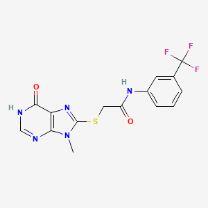 molecular formula C15H12F3N5O2S B5987624 2-[(9-methyl-6-oxo-6,9-dihydro-1H-purin-8-yl)sulfanyl]-N-[3-(trifluoromethyl)phenyl]acetamide 