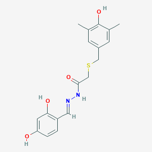 molecular formula C18H20N2O4S B5987652 N'-[(E)-(2,4-DIHYDROXYPHENYL)METHYLIDENE]-2-{[(4-HYDROXY-3,5-DIMETHYLPHENYL)METHYL]SULFANYL}ACETOHYDRAZIDE 