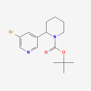 molecular formula C15H21BrN2O2 B598766 叔丁基-2-(5-溴吡啶-3-基)哌啶-1-甲酸酯 CAS No. 179119-98-3