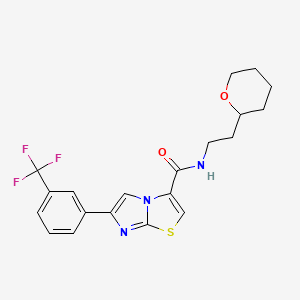 molecular formula C20H20F3N3O2S B5987676 N-[2-(tetrahydro-2H-pyran-2-yl)ethyl]-6-[3-(trifluoromethyl)phenyl]imidazo[2,1-b][1,3]thiazole-3-carboxamide 