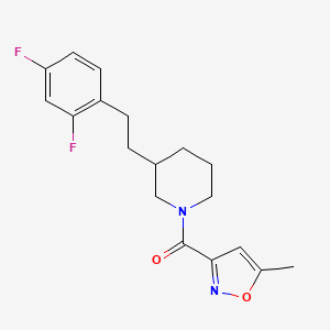 molecular formula C18H20F2N2O2 B5987696 3-[2-(2,4-difluorophenyl)ethyl]-1-[(5-methyl-3-isoxazolyl)carbonyl]piperidine 