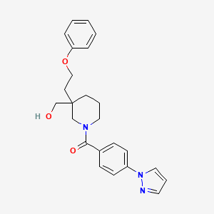 {3-(2-phenoxyethyl)-1-[4-(1H-pyrazol-1-yl)benzoyl]-3-piperidinyl}methanol