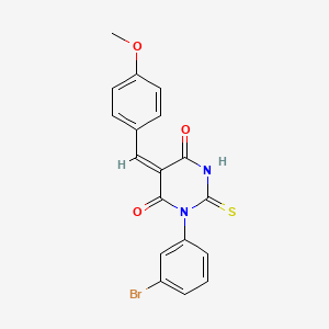 (5E)-1-(3-bromophenyl)-5-(4-methoxybenzylidene)-2-thioxodihydropyrimidine-4,6(1H,5H)-dione