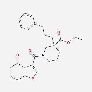 molecular formula C26H31NO5 B5987859 ethyl 1-[(4-oxo-4,5,6,7-tetrahydro-1-benzofuran-3-yl)carbonyl]-3-(3-phenylpropyl)-3-piperidinecarboxylate 