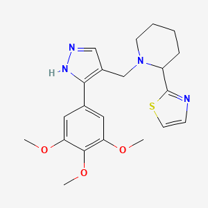 2-(1,3-thiazol-2-yl)-1-{[3-(3,4,5-trimethoxyphenyl)-1H-pyrazol-4-yl]methyl}piperidine