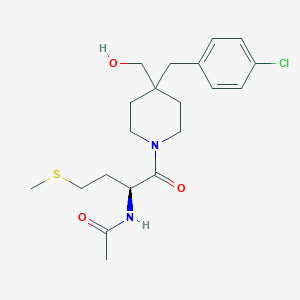 molecular formula C20H29ClN2O3S B5987932 N-[(2S)-1-[4-[(4-chlorophenyl)methyl]-4-(hydroxymethyl)piperidin-1-yl]-4-methylsulfanyl-1-oxobutan-2-yl]acetamide 